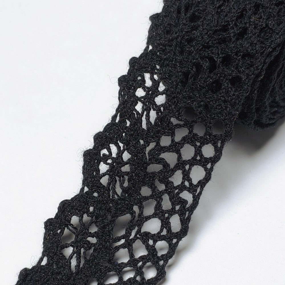 31mm DIY black cotton fabric clothing lace