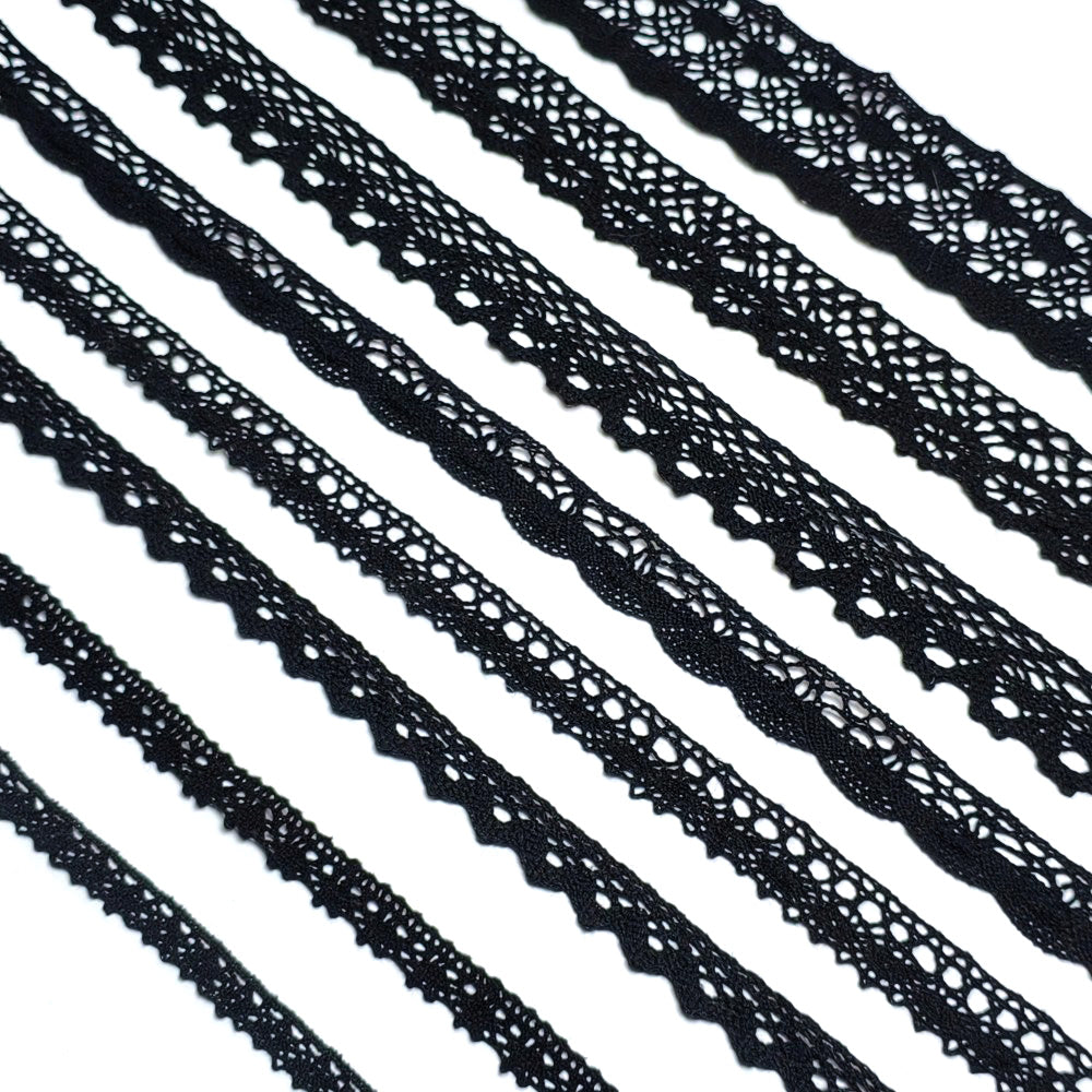 12mm DIY black cotton fabric clothing lace