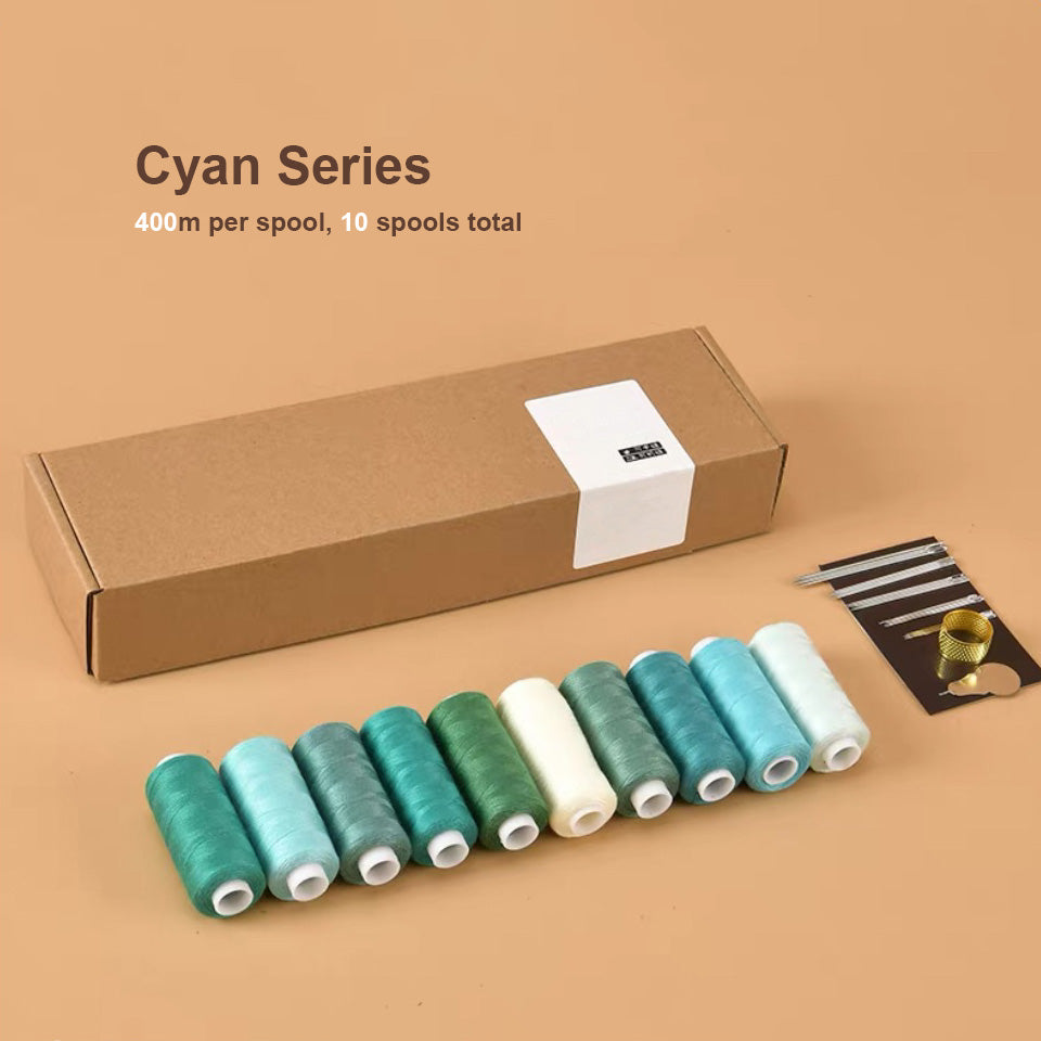 Premium Natural-Dyed Thread Cyan Series Set